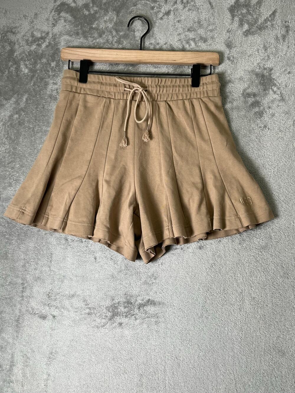 UGG Women's Phaedra Short Tan Elastic Drawstring Flounce Ruffle Lounge Shorts XS